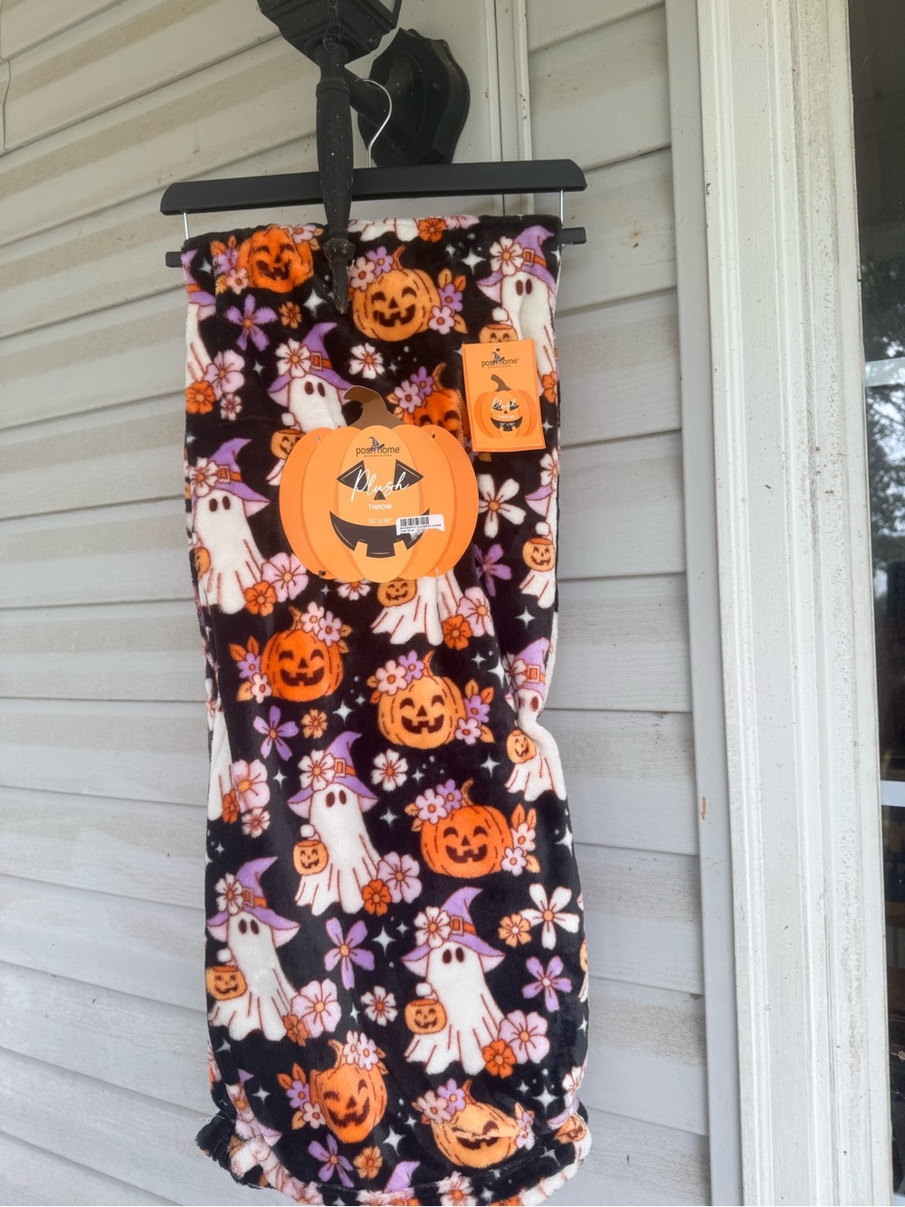 Halloween Pumpkin & Ghost Plush Blanket Black & Orange
